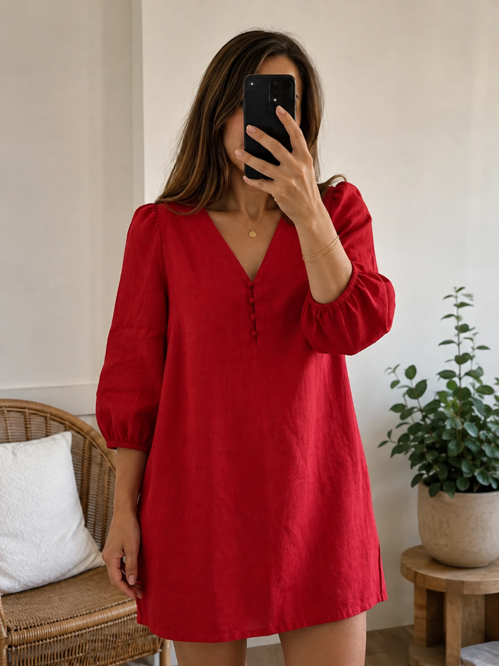Des Petits Hauts – Vestido de linho vermelho tijolo – Novo com etiqueta – Tamanho 0 (adequado para tamanho 38) 👗 – photo 5